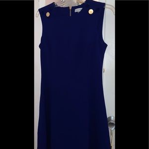 Gorgeous blue dress with gold buttons on the side